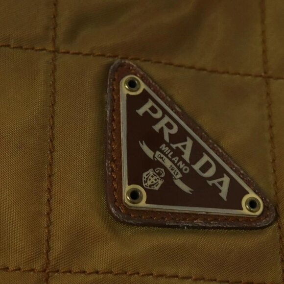 PRADA Chain Shoulder Bag Nylon Brown Silver Auth - Picture 10 of 16